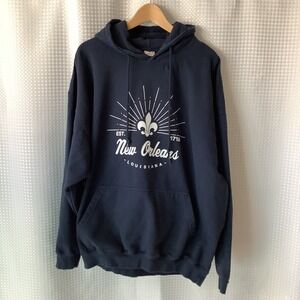 New Orleans Hoodie Pullover Navy Blue 3XL Heavyweight